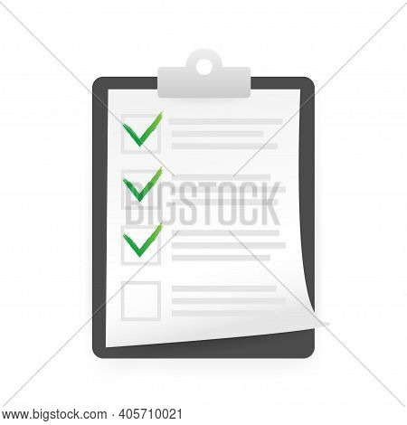 Check List In Flat Style. Vector Stock Illustration. Check Mark Icon. Flat Design Illustration. Chec