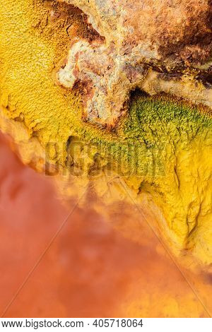 Abstract Textures And Formations On The Banks Of Rio Tinto River, Andalusia Spain.