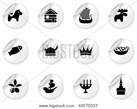 Stickers with swedish icons