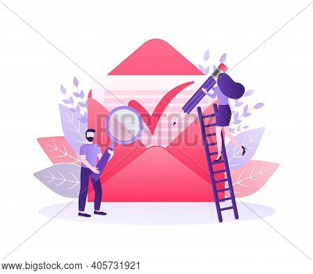 Envelope Approved Letter People. Business Illustration. Text Message. Corporate Document. Business C