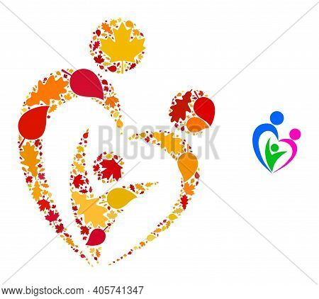 Familty Care Mosaic Icon Designed For Fall Season. Vector Familty Care Mosaic Is Designed From Rando