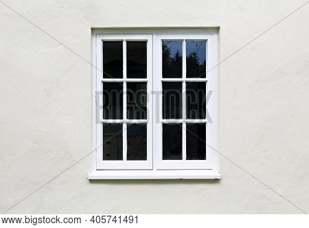 Wooden Windows And Sill On A Home Exterior. Cottage Windows, Uk