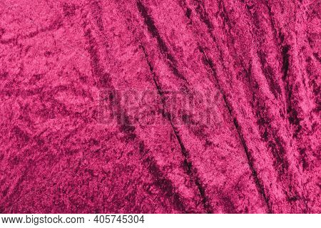 Dark Pink Panne Velvet Textile Texture With Folds