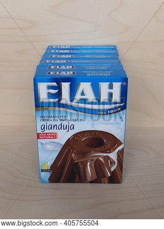 Genoa - Circa January 2021: Elah Gianduja Chocolate Pudding