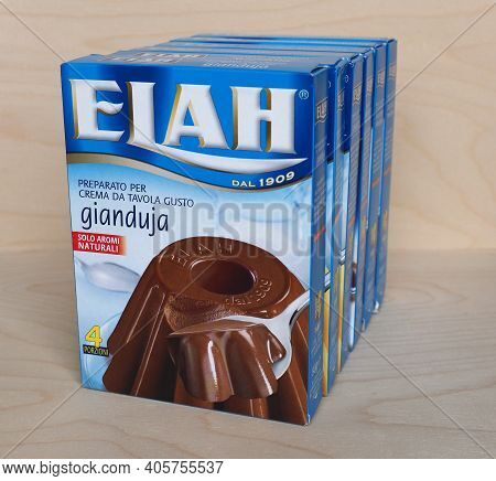 Genoa - Circa January 2021: Elah Gianduja Chocolate Pudding