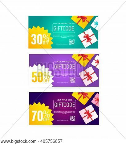 Different Modern Birthday Card With Red Giftcode For Banner Design. Giftcode In Modern Style. Christ