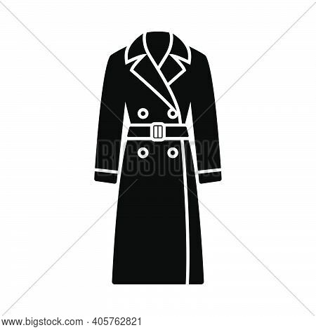 Business Woman Trench Icon. Black Stencil Design. Vector Illustration.