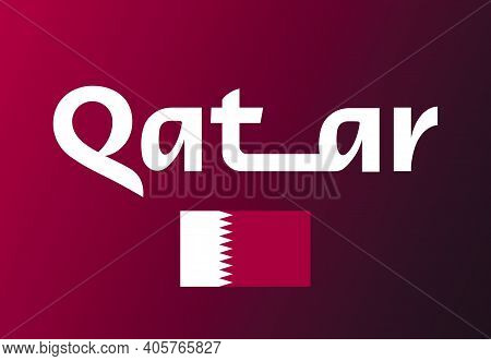 Quatar Vector Flag And Lettering Inscription On Dark