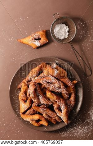 fried bugnes- angels wings and sugard