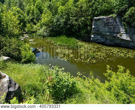 Buky Canyon Summer Landscape, Hirskyi Tikych River, Cherkasy Region, Ukraine.
