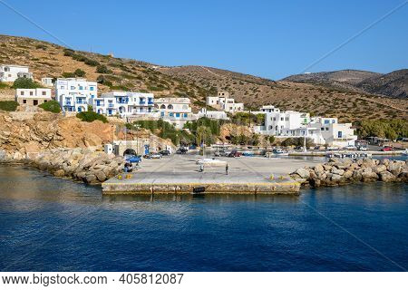 Sikinos, Greece - September 23, 2020: Alopronia Port Of Sikinos, Beautiful Small And Secluded Island