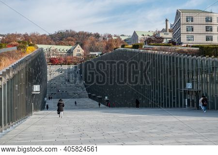 Seoul, South Korea - 27 November 2019: Ewha Womans University In Autumn. It Is A Private Women's Uni