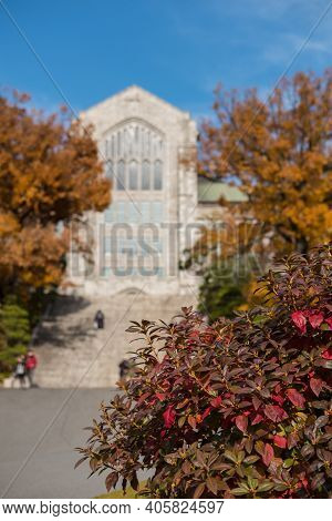 Seoul, South Korea - 27 November 2019: Ewha Womans University In Autumn. It Is A Private Women's Uni