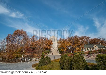 Seoul, South Korea - 27 November 2019: Ewha Womans University In Autumn. It Is A Private Women's Uni