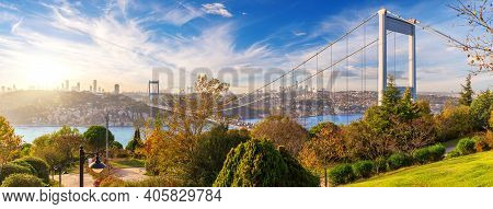 The Second Bosphorus Bridge Or Fatih Sultan Mehmet Bridge, Istanbul