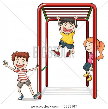 Abbildung der Kinder spielen mit einem Klettergerüst auf weißem Hintergrund