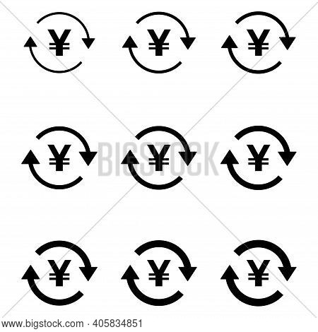 Set Of Yuan Money Icon, Collection Of China Business Sign, Market Economy Vector Illustration .