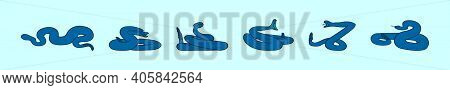 Set Of Rattle Snake Cartoon Icon Design Template With Various Models. Modern Vector Illustration Iso