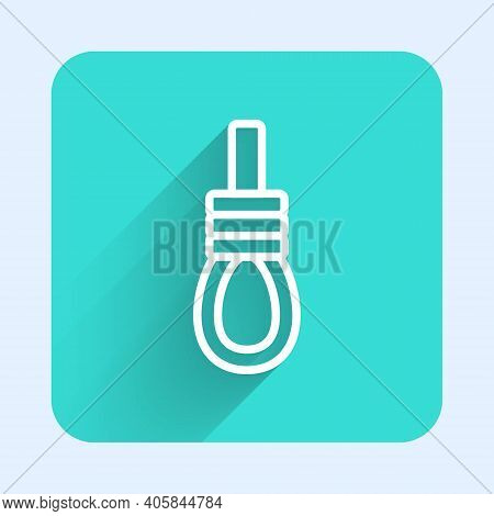 White Line Gallows Rope Loop Hanging Icon Isolated With Long Shadow. Rope Tied Into Noose. Suicide, 