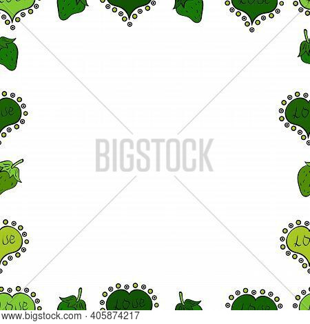 Seamless. Vector. Picture In White, Green And Black Colors. Foursquare Frames Doodles.