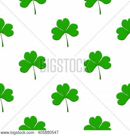 Illustration On Theme Irish Holiday St Patrick Day, Seamless Green Shamrock Clover. Pattern St Patri