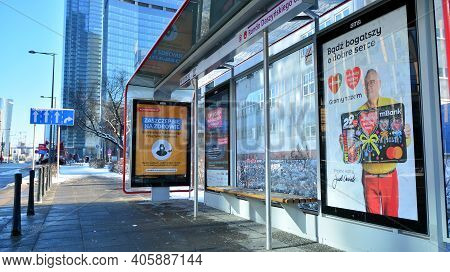 Warsaw, Poland. 31 January 2021. Sign Rondo Daszynskiego. Sign City.