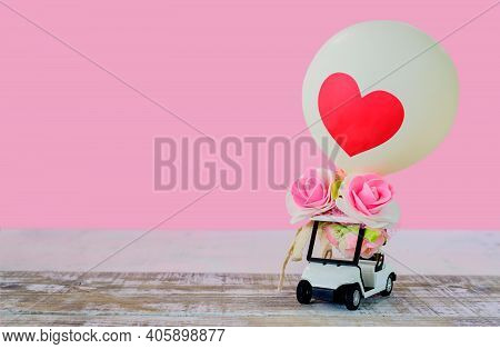 Valentines Day And Sweetest Day, Love Heart Concept. Copy Space For Text On Pink Background