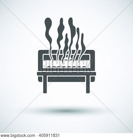 Chafing Dish Icon. Dark Gray On Gray Background With Round Shadow. Vector Illustration.
