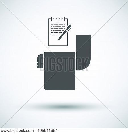 Waiter Take Oder Icon. Dark Gray On Gray Background With Round Shadow. Vector Illustration.