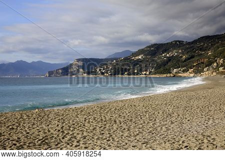 Varigotti (sv), Italy - December 30, 2017: Varigotti Beach, Italian Riviera, Savona, Liguria, Italy