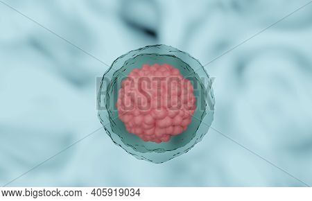 3d : Human Cell Or Embryonic Stem Cell Microscope Background. 3d Rendering.