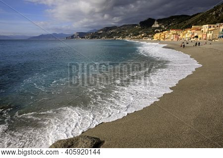 Varigotti (sv), Italy - December 30, 2017: Varigotti Beach, Italian Riviera, Savona, Liguria, Italy