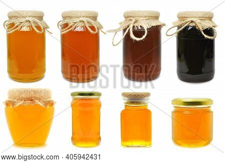 Honey In A Jar, Honeydew, Multiflorous Isolated On White