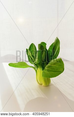 Beautiful Shangai Paksoi On A Wooden Table