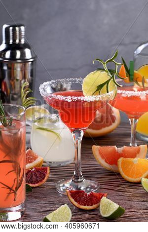 Drinks And Cocktails With Tequila-based Different Citrus Fruits