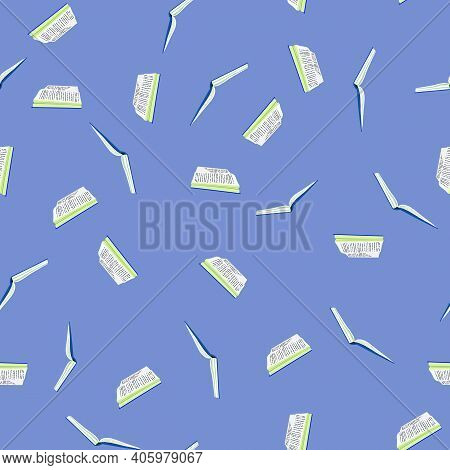 Seamless Pattern With Books. Back To School. Book Colorful Background. Flat Illustration. Bookcrossi