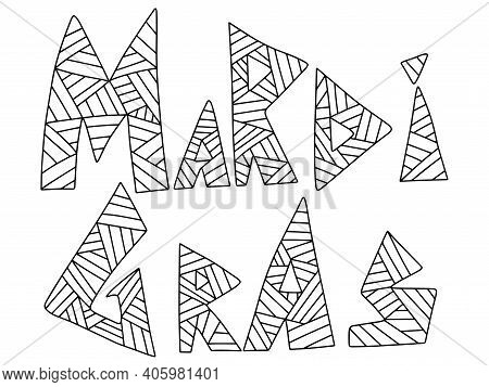 Mardi Gras Ornamental Phrase Stock Vector Illustration. Triangular Hand Drawn Words - Mardi Gras, Bl