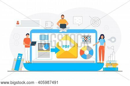Pdf Converter From Jpeg, Word Document Concept. Screen With Changing Or Converting Process Of Docume