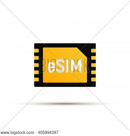Esim Chip Card Concept Icon. Embedded Sim Card Cellular Mobile Technology Smart Concept