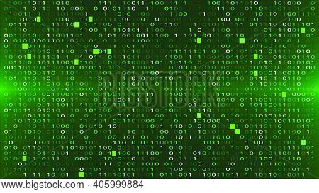 Abstract Green Background With Binary Code. Malware, Or Hack Attack Concept