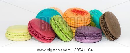 Traditional french colorful macaroons isolated background