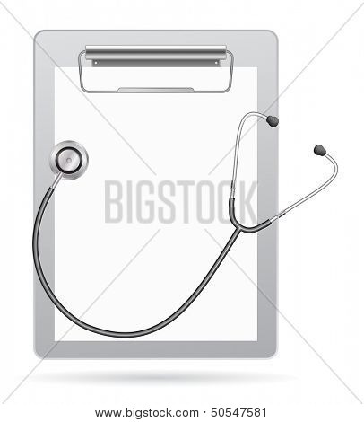 clipboard with stethoscope icon 3d
