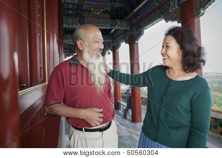 Old Couple Talking In Jing Shan Park