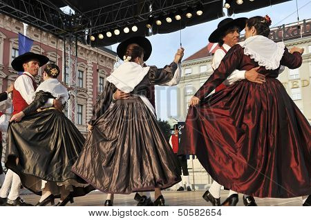 ZAGREB,CROATIA-JULY 19: Members of folk groups Santa Gorizia from Italy during the 47th International Folklore Festival in center of Zagreb,Croatia on July 19,2013