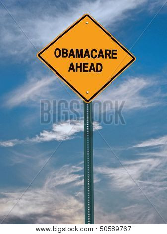 obamacare ahead conceptual directional post over blue sky