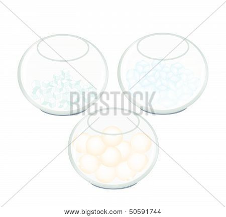 Sugar, Ice Cube And Ice Cream In Jar