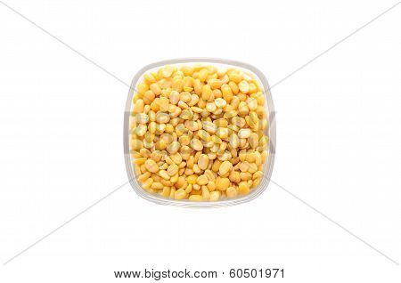 Close Up Of Split , Husked Seeds Of Green Gram