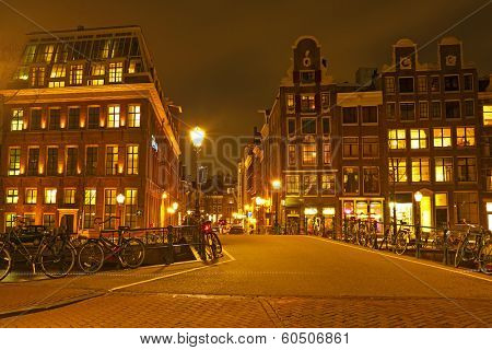 Streetview from Amsterdam in the Netherlands at night