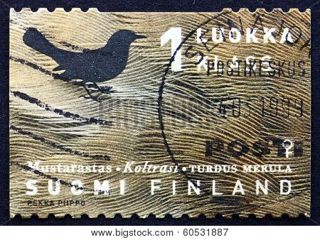 Postage Stamp Finland 1998 Common Blackbird, Bird