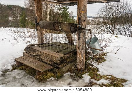 Old wooden well.